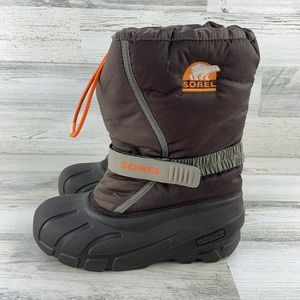 SOREL Flurry Brown Orange Winter Boots Size Youth 5